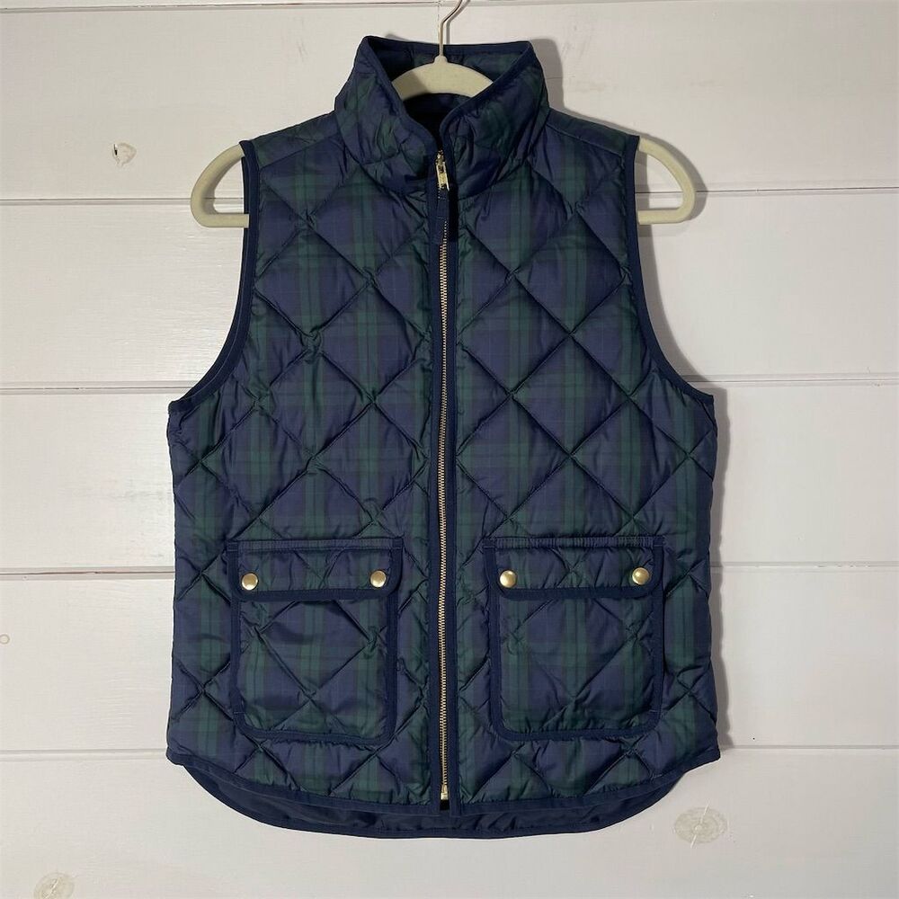 J. Crew Tartan Plaid Down Quilted Puffer‎ Vest Size S Multicolor NWT  Casual